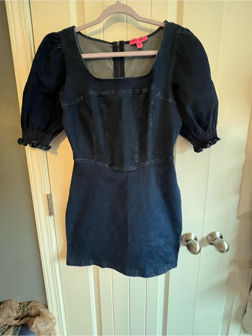 Betsey Johnson Denim Puff Sleeve Mini Dress